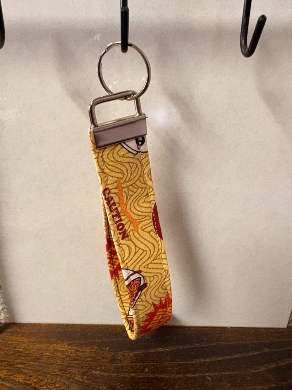 Handmade Ramen Yellow Patterned Wristlet Key Fob - Picture 2 of 2